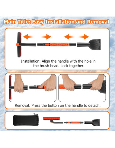 Cepillo de Nieve y Raspador de Hielo DMJN 3-en-1 Extensible 106.68 cm