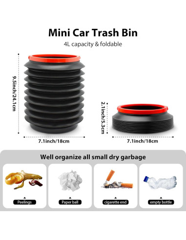 Basurero de Auto BPTAKOO 4L a Prueba de Fugas Negro