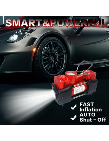 Compresor de Aire Portátil YUNGTEE 12V 150 PSI con LED