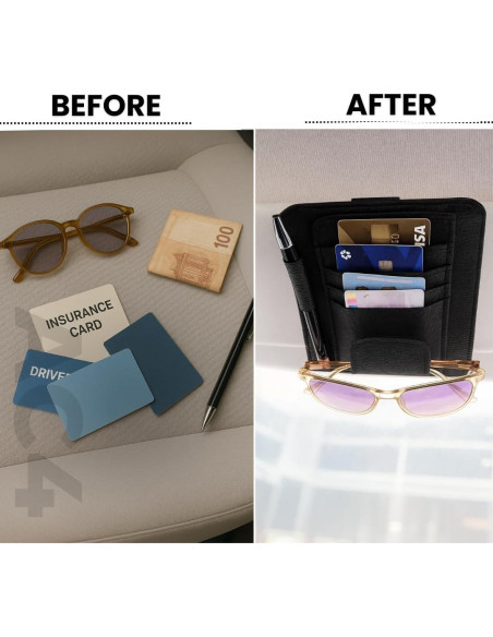 Organizador de Visera de Coche AC4 Compacto con Bolígrafo GRATIS