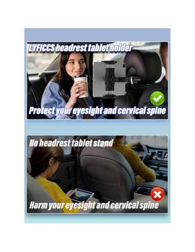 Soporte de Tablet LYFICCS para Reposacabezas de Coche 6-15.6"
