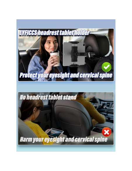 Soporte de Tablet LYFICCS para Reposacabezas de Coche 6-15.6"