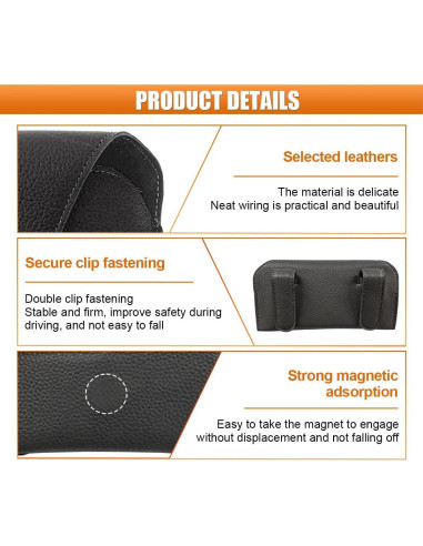 Soporte de Gafas de Sol LHDOS para Visera de Coche Negro