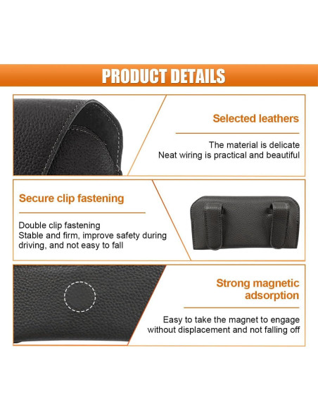 Soporte de Gafas de Sol LHDOS para Visera de Coche Negro