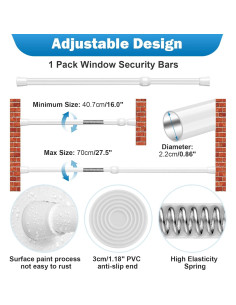 Barra de Seguridad Ajustable ARTOSHIN 40-70 cm para Ventanas 2