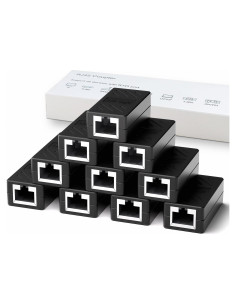Acoplador RJ45 Dingsun Hembra a Hembra Cat7/Cat6/Cat5e (10 Unidades, Negro)