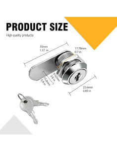 Cerradura de Gabinete MZCR-NNML 16mm con 4 Llaves Igual 2