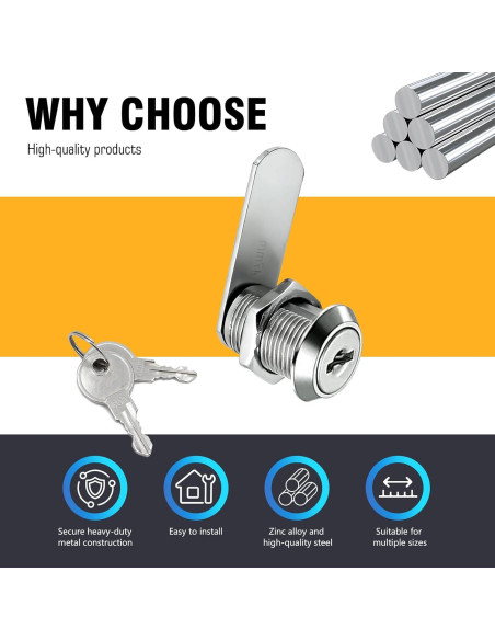 Cerradura de Gabinete MZCR-NNML 16mm con 4 Llaves Igual