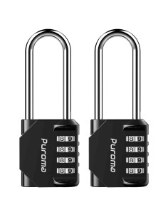 Candado de Combinación Puroma 2 Pack 4 Dígitos Negro