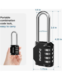 Candado de Combinación Puroma 2 Pack 4 Dígitos Negro 2