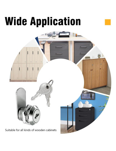 Cerradura de Gabinete MZCR-NNML 16mm con 4 Llaves Igual