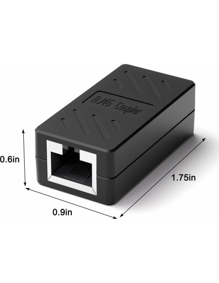 Acoplador RJ45 Dingsun Hembra a Hembra Cat7/Cat6/Cat5e (10 Unidades, Negro)