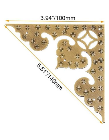 4 Protectores de Esquinas de Latón Antiguo Tiazza 10 cm