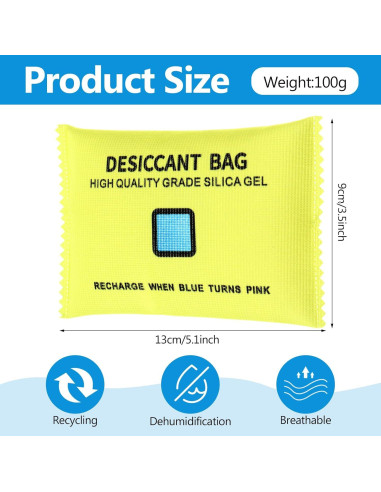 15 Bolsas Deshidratantes Recargables Gel de Sílice 12.7x8.9cm