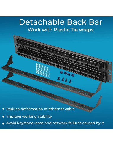 Panel de Parcheo Cat6 48 Puertos Rapink 10G UTP 19"