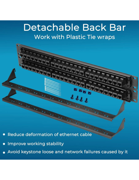 Panel de Parcheo Cat6 48 Puertos Rapink 10G UTP 19"