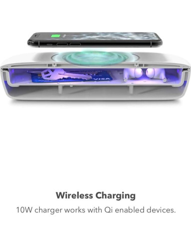 Desinfectante UV Mophie con Carga Inalámbrica - Blanco