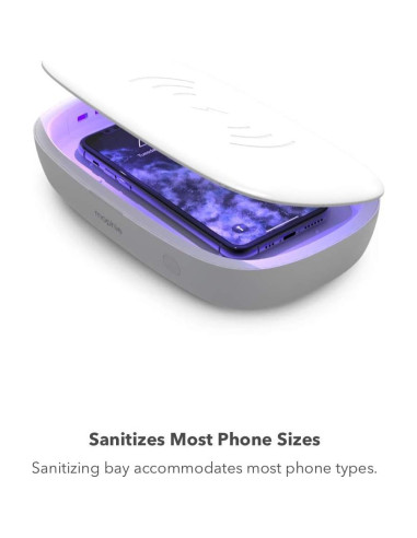 Desinfectante UV Mophie con Carga Inalámbrica - Blanco