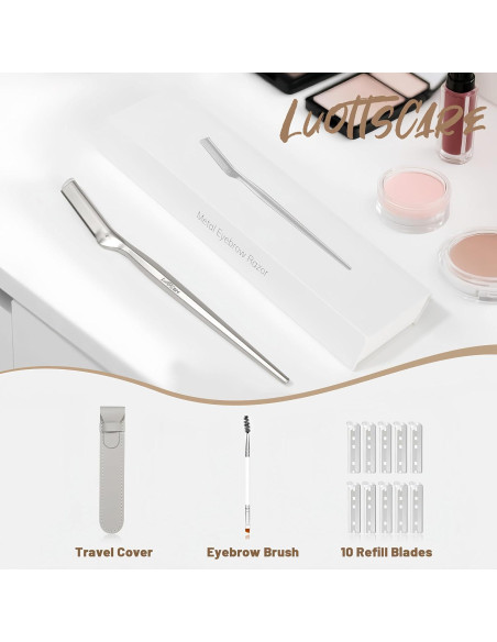 Rasuradora de Cejas LuottsCare con 10 Cuchillas y Funda