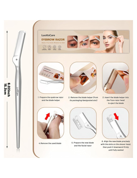 Rasuradora de Cejas LuottsCare con 10 Cuchillas y Funda