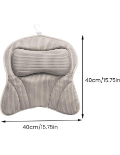 Almohada de Baño Ergonomica Velarionna Gris con Ventosas 2