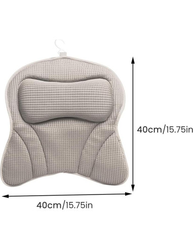Almohada de Baño Ergonomica Velarionna Gris con Ventosas
