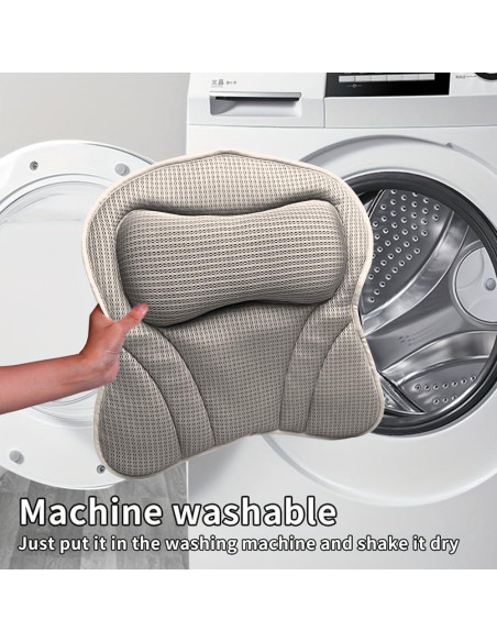 Almohada de Baño Ergonomica Velarionna Gris con Ventosas