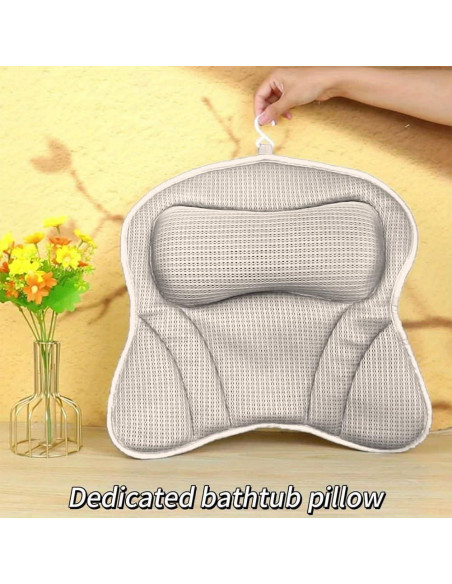 Almohada de Baño Ergonomica Velarionna Gris con Ventosas