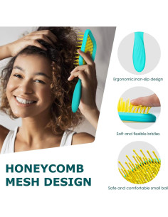Cepillo Desenredante para Cabello Rizado SHINLEA Amarillo Azul 2