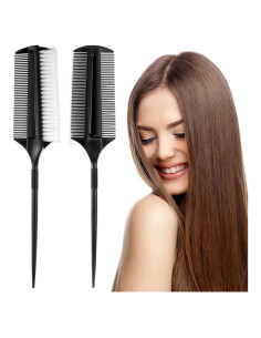 2 Peines de Alisado y Partición FdcZeyxior Negros 22.6 cm