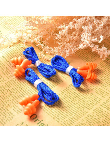 20 Pares de Tapones para Oídos Bememo de Silicona con Cuerda