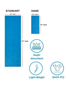Toalla de Yoga LUKCHE Antideslizante 100% Microfibra Azul 63.5x185.4cm 2
