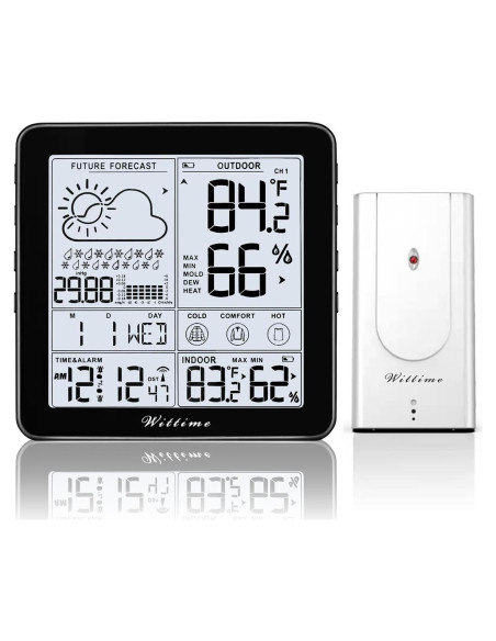 Estación Meteorológica Wittime Inalámbrica con Reloj Atómico