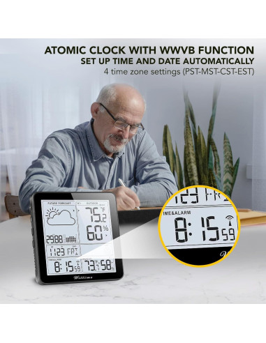 Estación Meteorológica Wittime Inalámbrica con Reloj Atómico