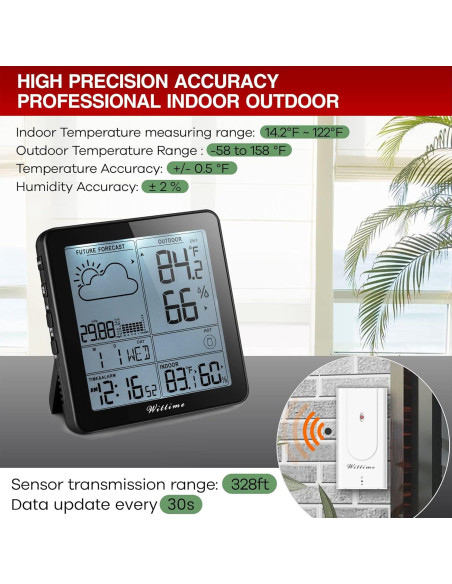 Estación Meteorológica Wittime Inalámbrica con Reloj Atómico
