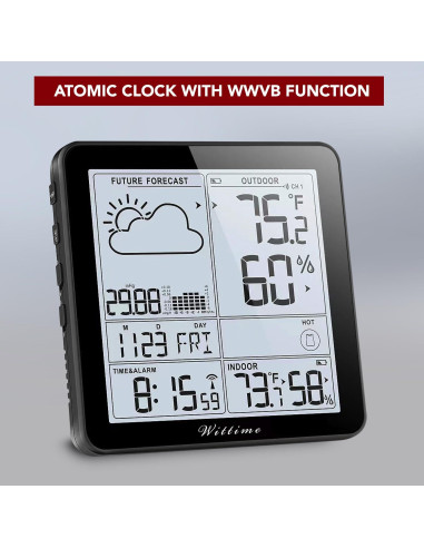 Estación Meteorológica Wittime Inalámbrica con Reloj Atómico
