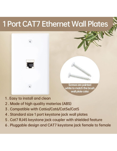 Placa de Pared FANYINTY CAT7 Ethernet 3 Paquetes 1 Puerto RJ45