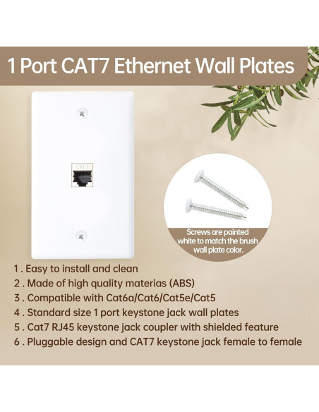 Placa de Pared FANYINTY CAT7 Ethernet 3 Paquetes 1 Puerto RJ45