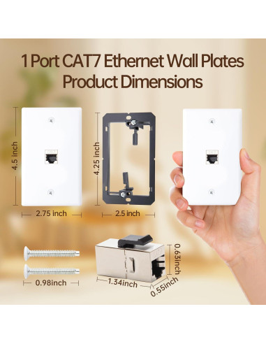 Placa de Pared FANYINTY CAT7 Ethernet 3 Paquetes 1 Puerto RJ45