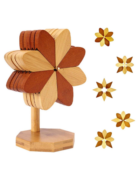 Juego de 5 Trivetes de Madera Fuijeuj en Forma de Molinete