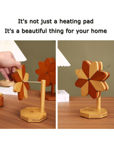 Juego de 5 Trivetes de Madera Fuijeuj en Forma de Molinete