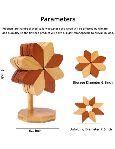 Juego de 5 Trivetes de Madera Fuijeuj en Forma de Molinete