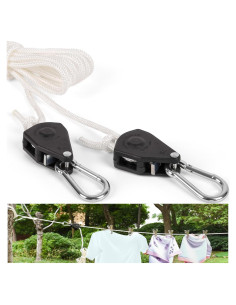 Cuerda de Ropa Retráctil Hetjosee 5m con Poleas y Mosquetón