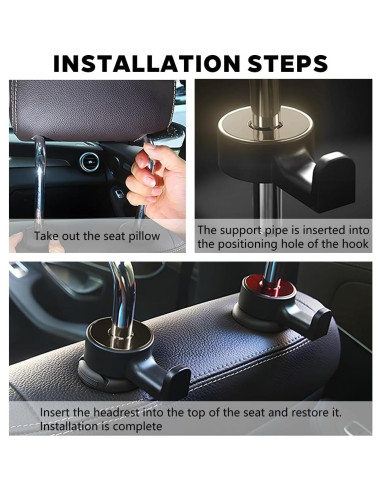 Gancho Oculto para Reposacabezas HZEL - 2 Piezas Plata