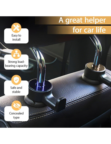 Gancho Oculto para Reposacabezas HZEL - 2 Piezas Plata