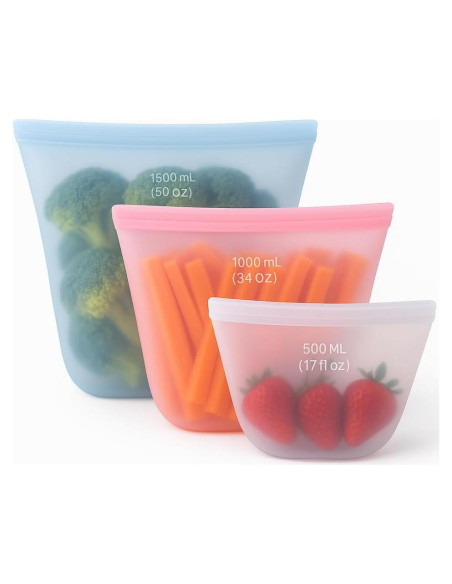 Set de 3 Bolsas de Almacenamiento de Silicona Genérico 502ml