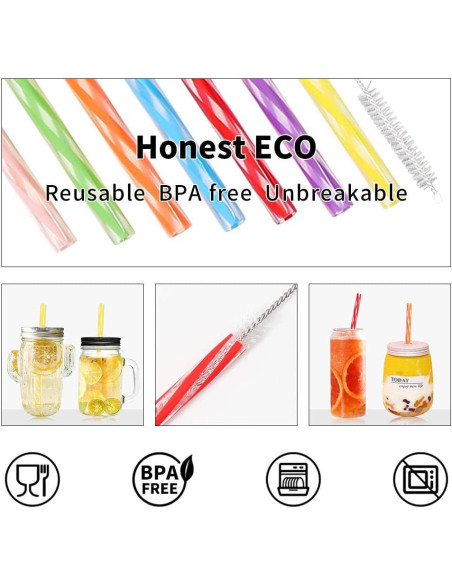 Popotes Reutilizables Honest ECO 19cm Asortidos 26 Piezas