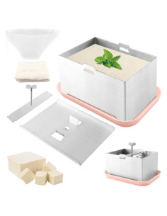 Prensa de Tofu Acero Inoxidable 304 con Bandeja y Toalla