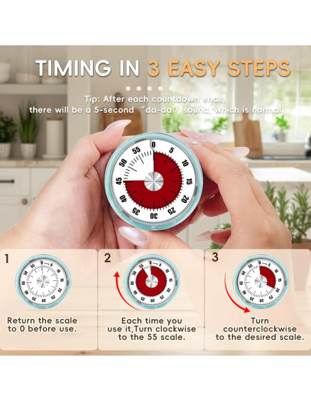 Temporizador de Cocina Mecánico Accoglie Azul 0-60 Minutos