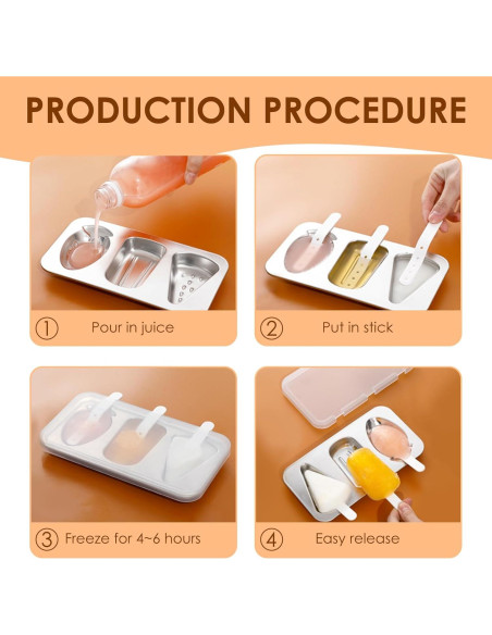 Molde de Paletas de Acero Inoxidable Adorila 150 ml Reutilizable